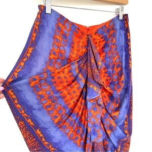 Eva Franco skirt with ruffle front, batik print, beach/summer vacation, midi